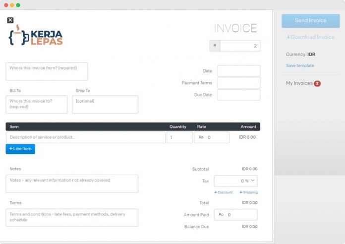 Cara Membuat Invoice Dengan 10 Invoice Online Gratis - Kerja Lepas