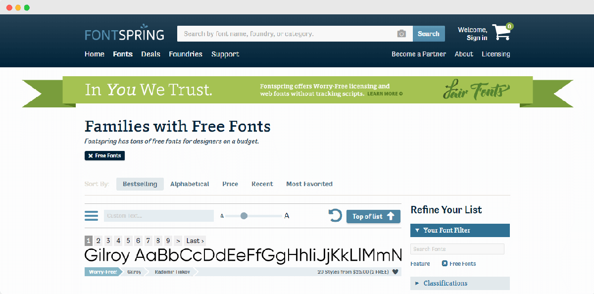 FontSpring font gratis