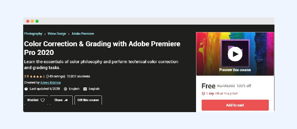 Udemy Color Correction & Grading with Adobe Premiere Pro 2020