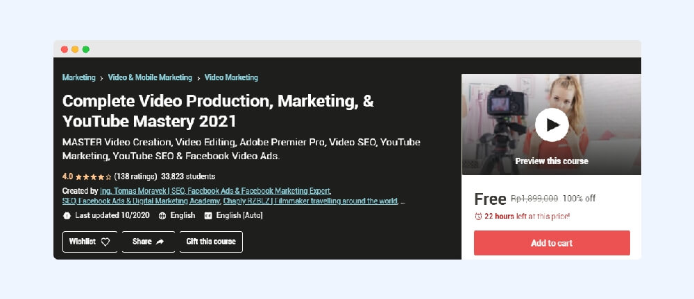 Udemy Complete Video Production, Marketing, & YouTube Mastery 2021