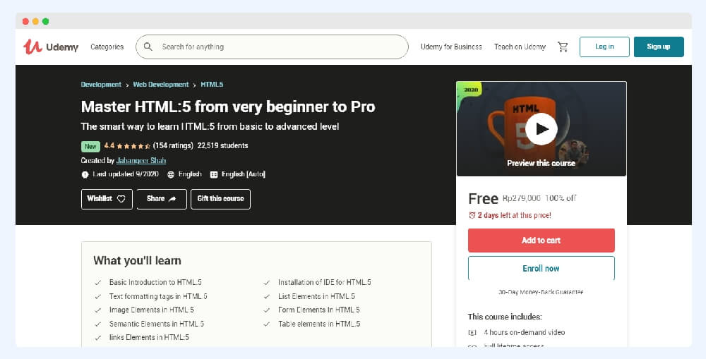 Udemy Master HTML5 from very beginner to Pro