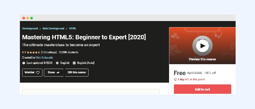 Udemy Mastering HTML5 Beginner to Expert 2020