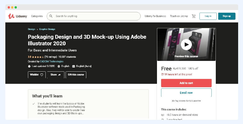 Udemy Packaging Design and 3D Mock-up Using Adobe Illustrator 2020